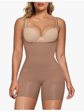 Women’s Nude Beige Open Bust Shapewear Tummy Control Bodysuits.